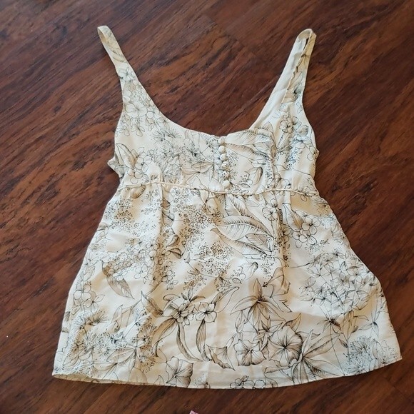 Burberry Cream Floral Neutral Feminine Dainty Y2K Babydoll Silk Blouse Size 2 - Picture 1 of 7